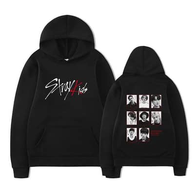 StrayKids Hoodie Black Loose Fit Winter