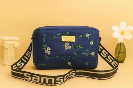 Blue Embroided crossbody bag for girls