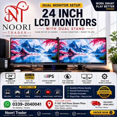 HP 24" Borderless IPS LCD Monitor | Full HD 1080P | Dual Monitor Setup