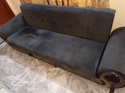 Stylish 3-seater sofa  blue velvet