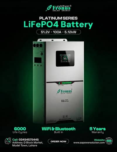 FRONUS PLATIN 48V 100Ah Lithium Battery 5KW Capacity  6000 Life Cycles