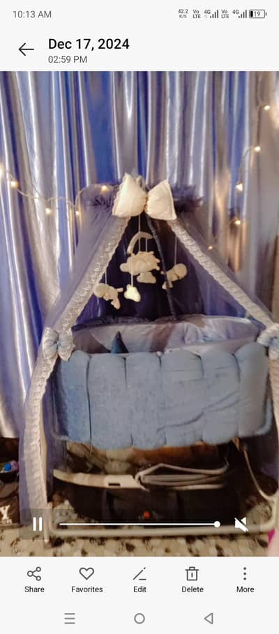 premium imported baby cradle coat with net and toys