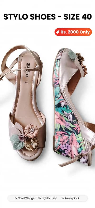 stylo floral wedge heel Size 40 Beige