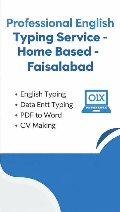 professional English typing _ home based Faisalabad