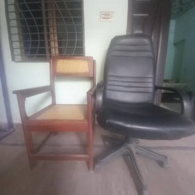 4 wooden chair , 1 office chair