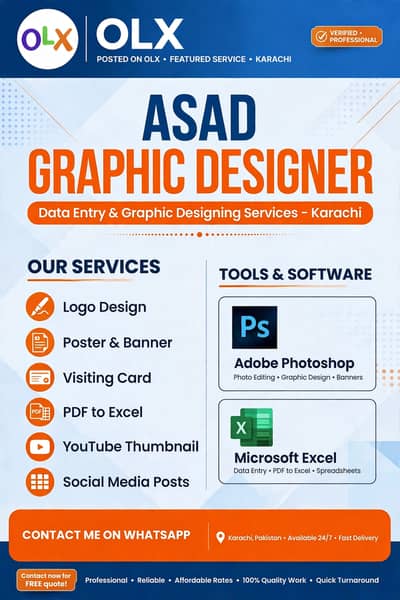 ASAD GRAPHIC DESIGNER Data Entry & Graphic Designing Services - Karac