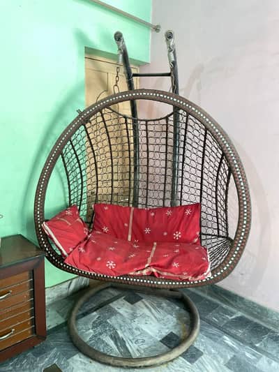 Double swing chair (jhoola) with cushions and Stand