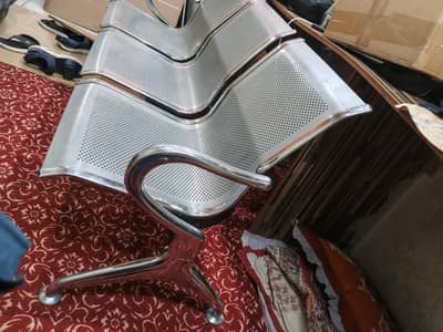 3-Seater Stainless Steel / Metal Office Waiting Chairs