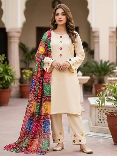 malai lawn 3 pieces dress for women