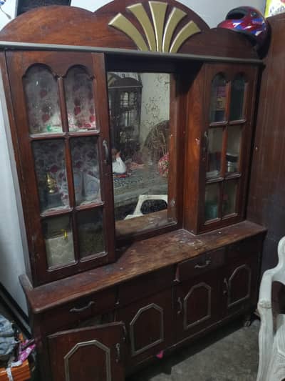 2 Almari (Crockery cabinet & Mirrored wardrobe)