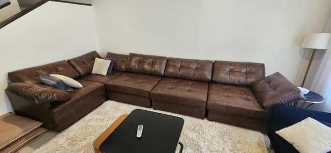 faux leather L shape sofa
