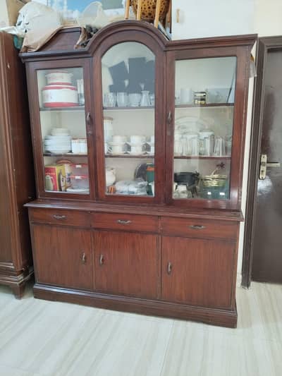Beautiful Wooden Crockery Showcase / Cabinet – Good Condition