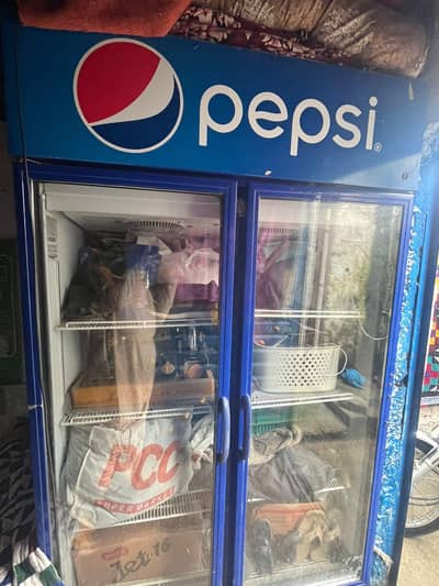 Pepsi commercial double door display chiller/refrigerator for sale