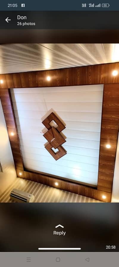 False ceiling-Gypsum ceiling-PVC wallpanel-Wooden floor-Blinds-Grass