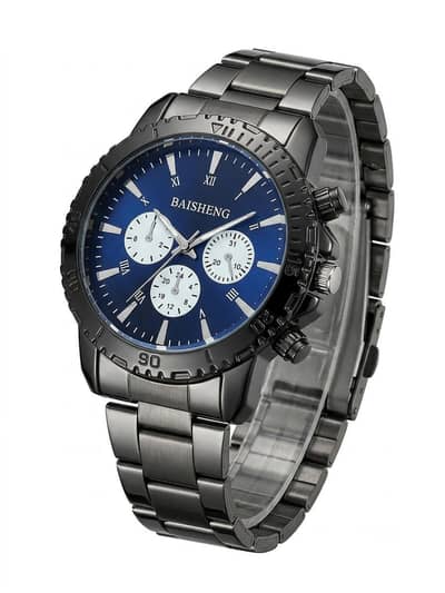 Baisheng Men's Watch - Blue Dial with Dark Metallic Chain (
