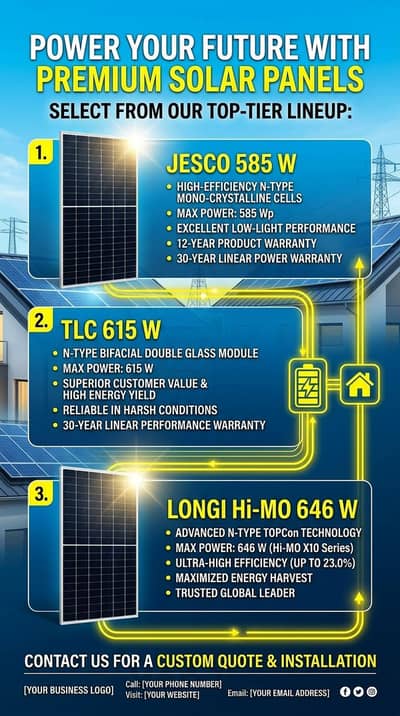 Solar panel |jesco 585w |TLC 615w| Longi hi mo 646w