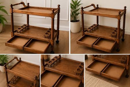 Tea trolley in solid Sheesham Wood