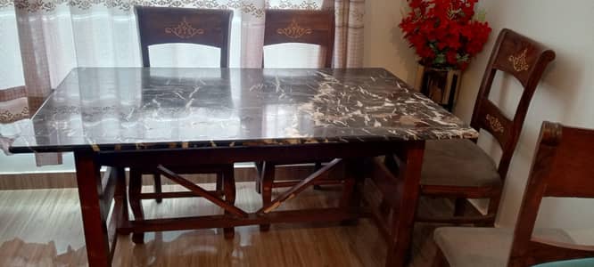 Marble top wodden dinning table
