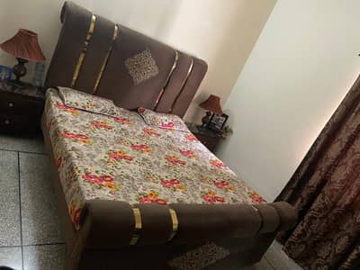Beautiful Brown Velvet Double Bed – Excellent Condition