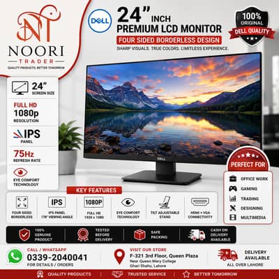 Dell 24" 4-Sided Borderless IPS LCD | Full HD 1080P | 75Hz Monitor