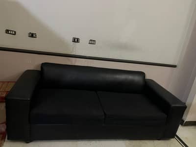 2 Seater Sofa  Black Leather/Fabric