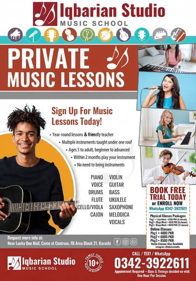 Professional Music Classes In Karachi Contact now