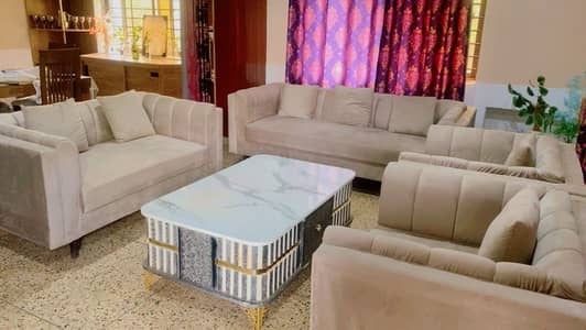 Luxury 7 Seater Sofa Set with Stylish Center Table – For Sale