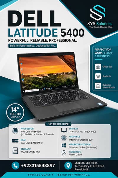 Dell Latitude 5400 | Intel Core i7 8th Gen | 8GB RAM | 256GB NVMe SSD