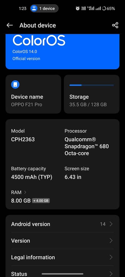 OPPO F21 Pro all okay 8g128g exchange ok