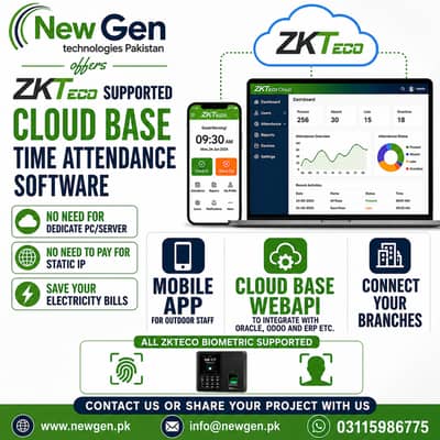 Zkteco Biotime Smartin Cloud Base time Attendance Software Senseface2a