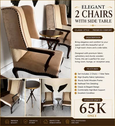 Elegant Vintage Wooden Armchairs – Set of 2 Condition as New