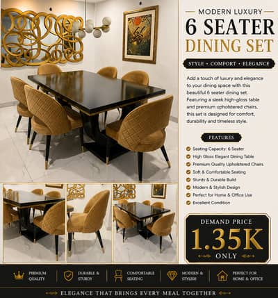 Luxury 6 Seater Dining Table Set – Premium & Stylish – Rs. 1.35 Lac