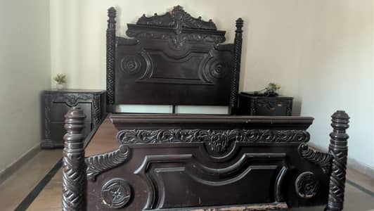 Bed good quality with side table
