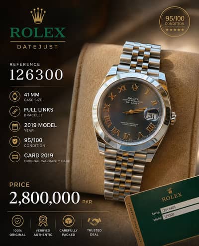 Rolex Datejust 126300 41mm Luxury Watch – 2019 Model  95/100 Condition