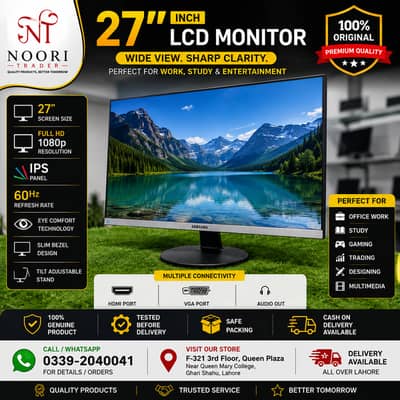 27 Inch LCD Monitor | Full HD 1080p | IPS Display | Borderless Screen