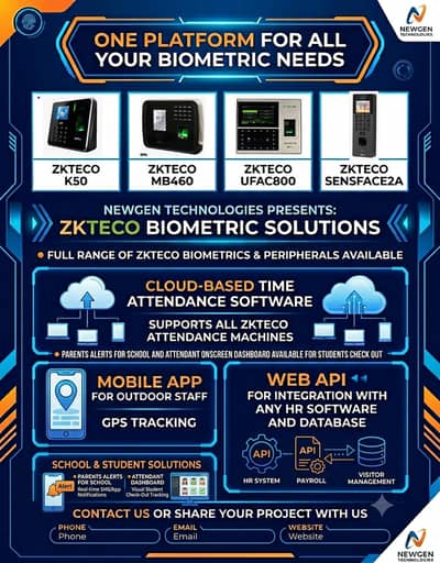 Zkteco Biotime Desktop time attendance software k50 senseface2a cloud