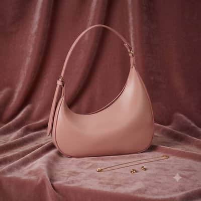 Premium Leather Hobo Bag - Classic Pastel Pink (Brand New)