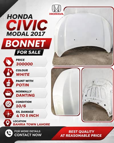 Honda civic modal 2017 full option bonnet