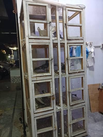Custom Wooden Bird/Pigeon Cage with 8 Boxes & Built-in Lights for Sale