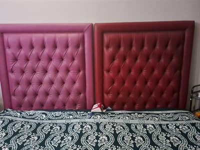 Two Single Beds Pink and Red Color in Wood with Mattresses