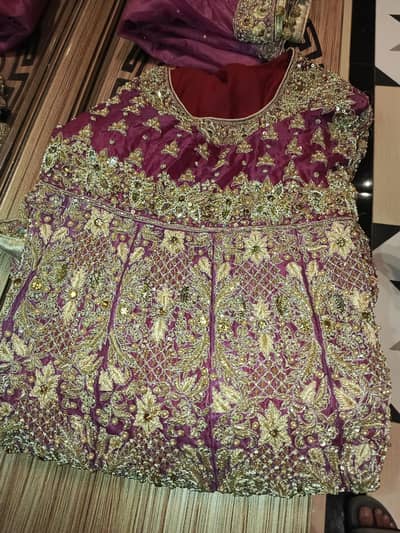 heavily hand embroided bridal frock with lehnenga and duptta