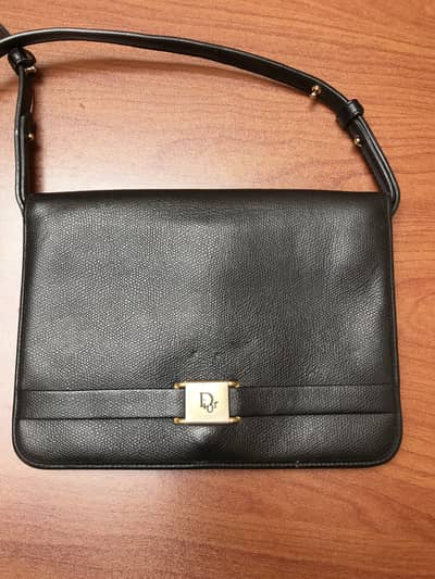 Christian Dior Opera Classic Black Leather Crossbody Bag Vintage