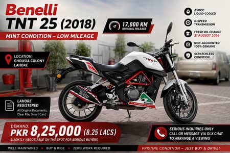 Benelli TNT 25 (2018) – Mint Condition – Low Mileage