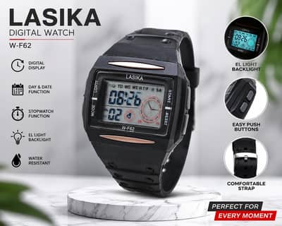 LASIKA Digital Sports Watch W-F62 | Water Resistant & EL Backlight