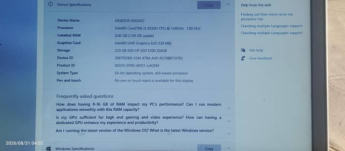 HP Core i5 8 Gen