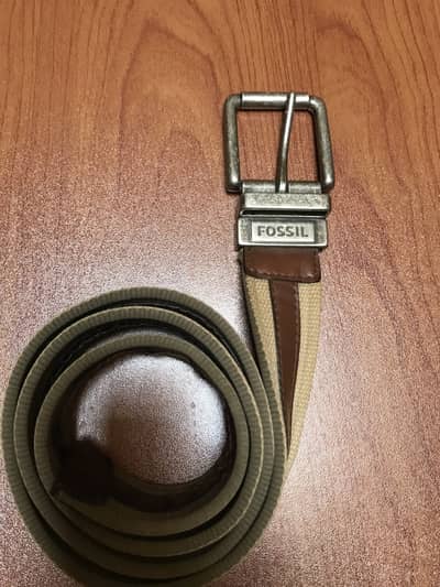 Fossil DoubLe Leather Canvas Reversible Belt