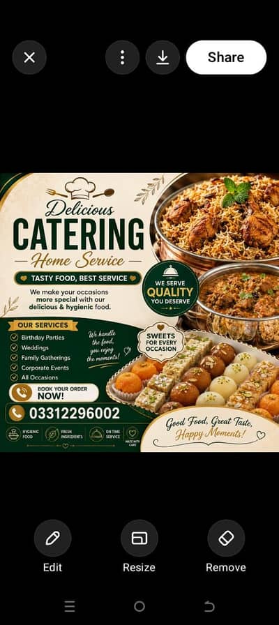 home catering services ala foods and deserts with reasonable price