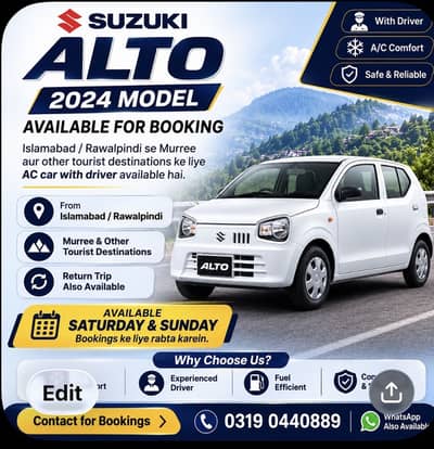 Suzuki alto with driver for rentt