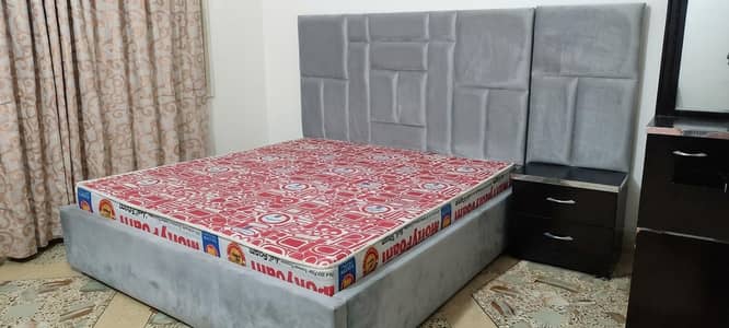 Double Bed with Headboard, 2 Side Tables & Master Mattress