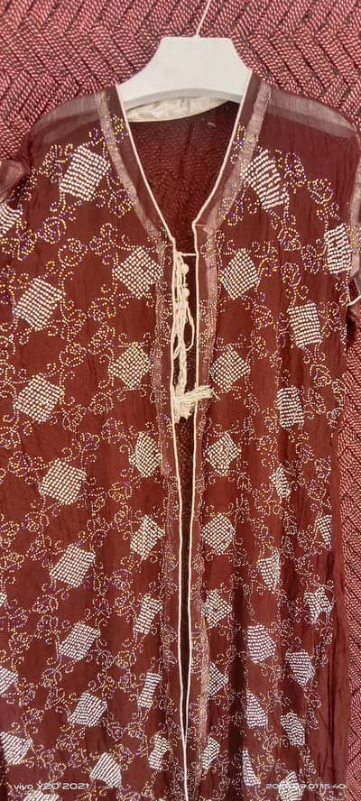 Maroon Fancy Embroidered Long Shirt | Beautiful Stone Work